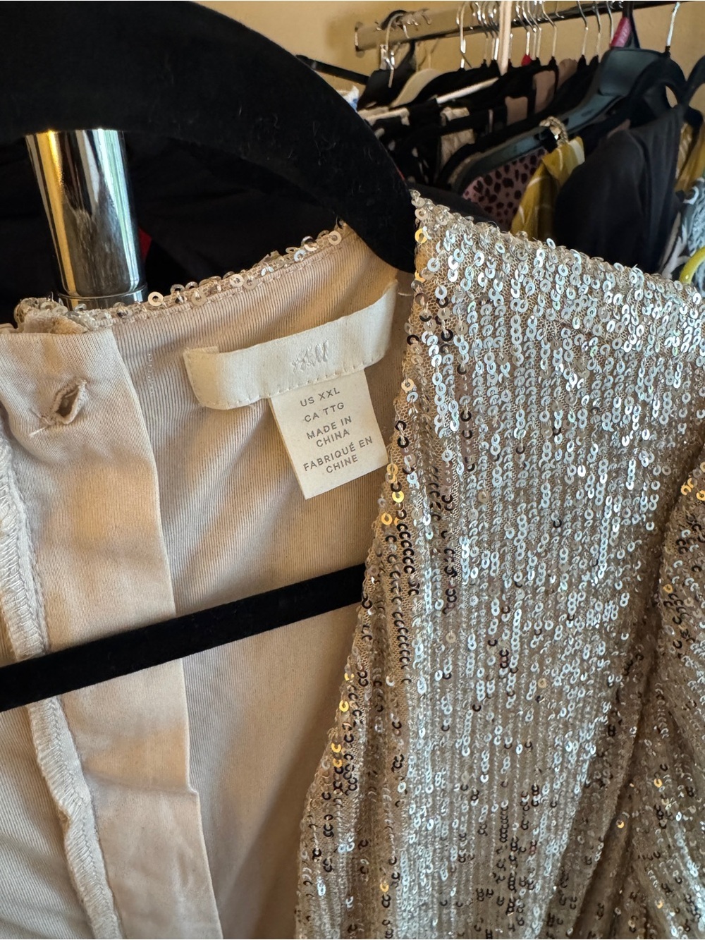 H&M Sequin Mini Dress/hidden romper in Champagne Gold
